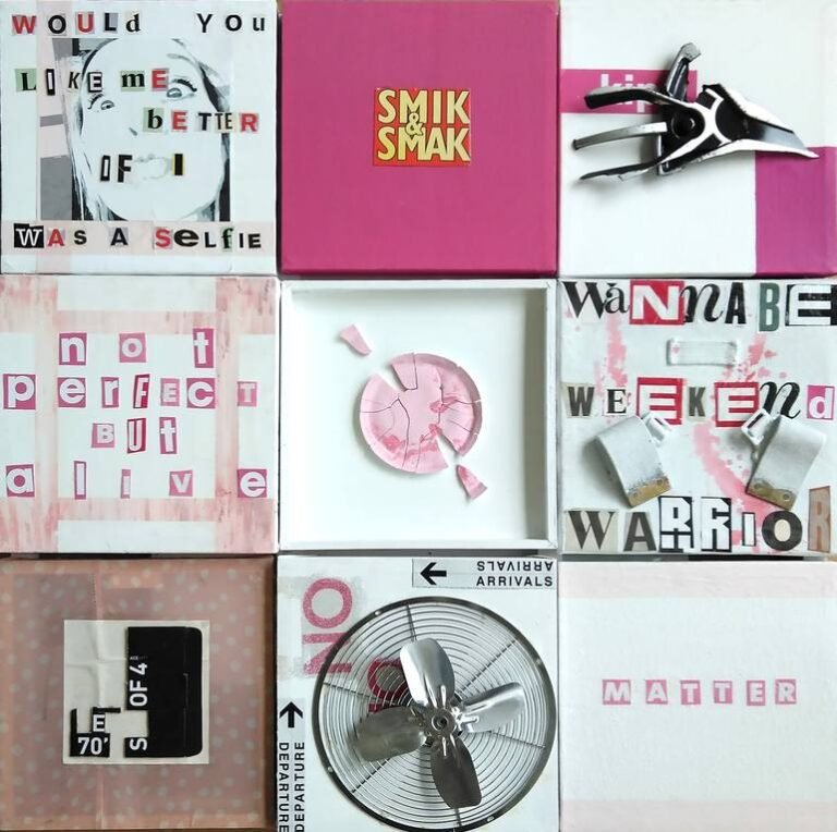 Original Typography Collage by Marit Otto | Pop Art Art on Acrylic | R.O.T. - Pink selection 01