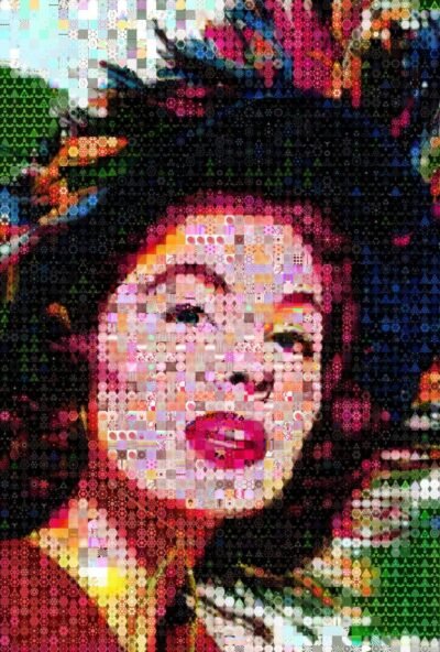 Original Celebrity Collage by John Lijo Bluefish | Pop Art Art on Canvas | Suzy Parker abstract Collage