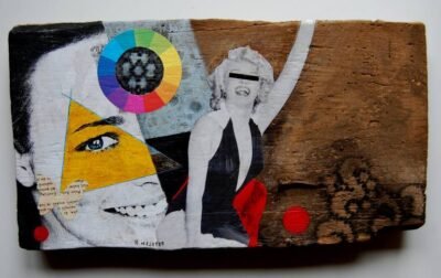 Original People Collage by Anze Gallus Petelin | Pop Art Art on Paper | WoodStory II