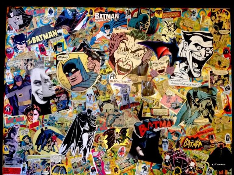 Original Cartoon Collage by Carl Schumann | Pop Art Art on Canvas | The Batman