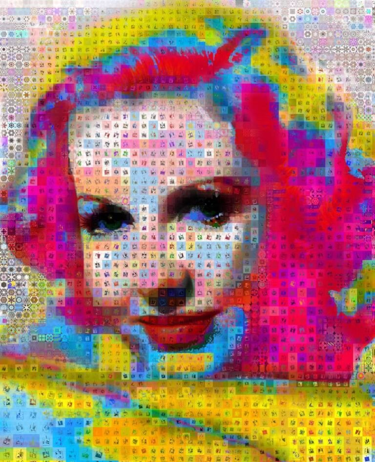 Original Celebrity Collage by John Lijo Bluefish | Pop Art Art on Canvas | Jean Arthur abstract collage