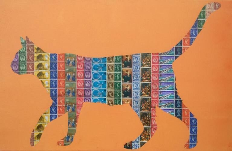 Original Animal Collage by Gary Hogben | Pop Art Art on Canvas | Pre Decimal Cat