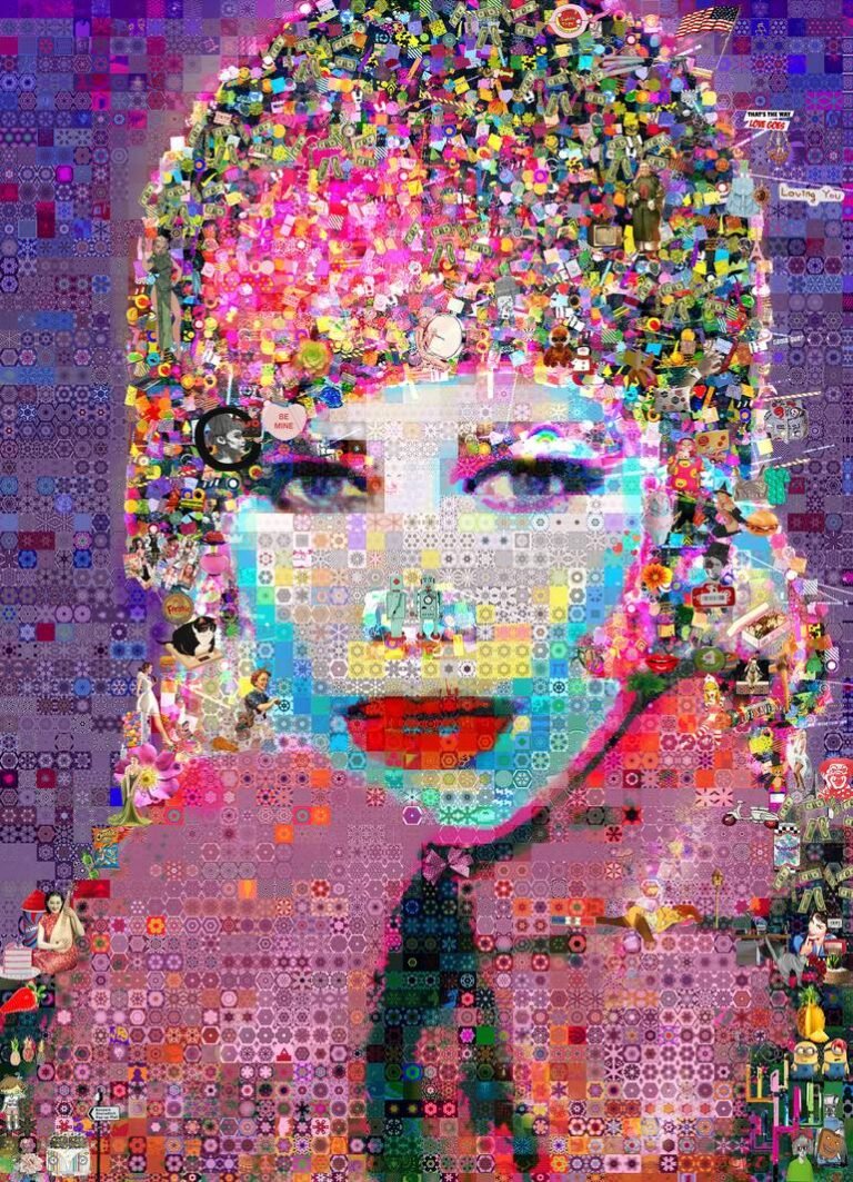 Original Celebrity Collage by John Lijo Bluefish | Pop Art Art on Canvas | Cherry