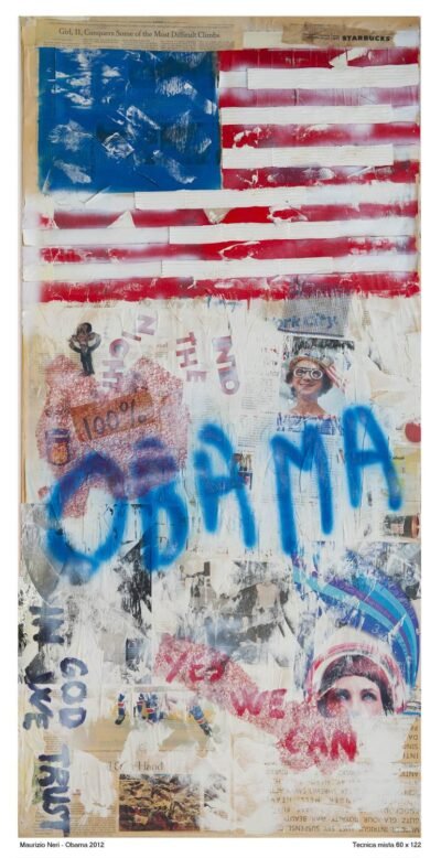 Original Abstract Collage by Maurizio Neri | Pop Art Art on Paper | Obama