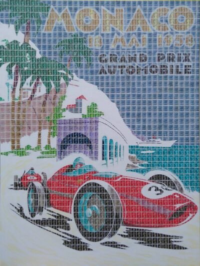 Original Automobile Collage by Gary Hogben | Pop Art Art on Canvas | Monaco 58