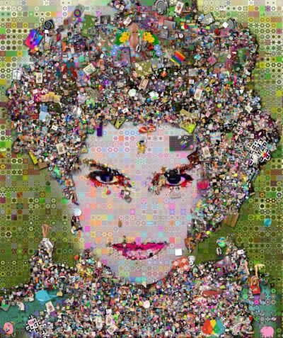 Original Celebrity Collage by John Lijo Bluefish | Pop Art Art on Canvas | Fiona Goddess