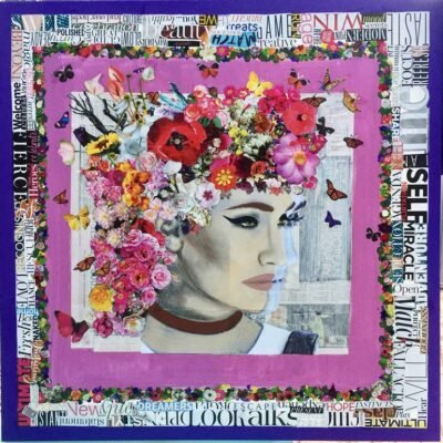 Original Women Collage by Anthony Adams | Pop Art Art on Canvas | What she puts her mind to