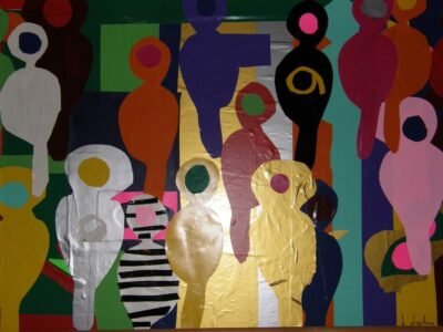 Original People Collage by Lorraine Chatwin | Pop Art Art on Cardboard | Plastic population 2016