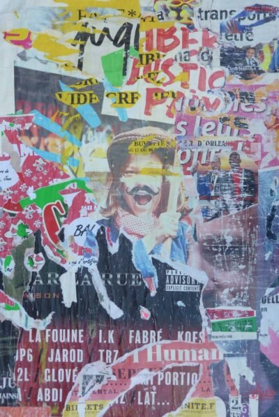 Original Pop Culture/Celebrity Collage by Fwed From France | Pop Art Art on Paper | La manif' (The demonstration)