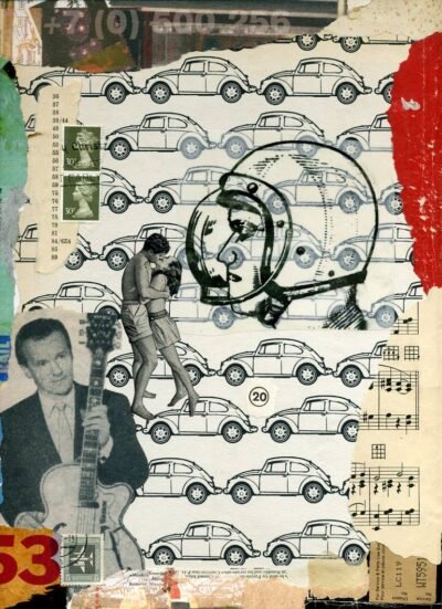 Original Car Collage by James Faulkner | Pop Art Art on Cardboard | Bug 20