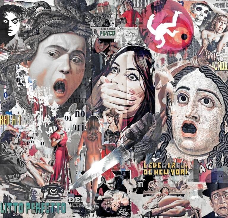 Original Cinema Collage by Marco Innocenti | Pop Art Art on Canvas | Top Brivido (limited 1/5)