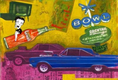 Original Automobile Collage by Richard Kaminski | Pop Art Art on Other | Roadrunner Bowl