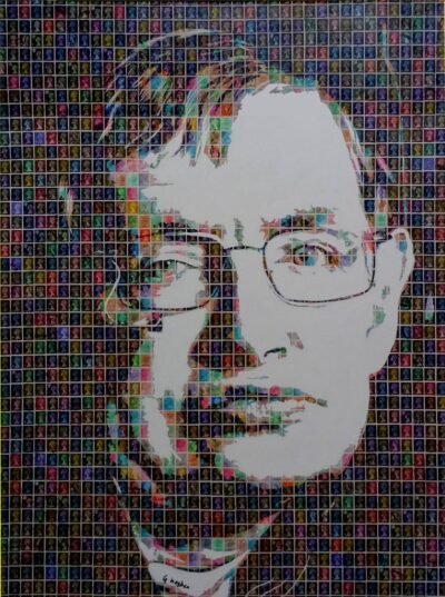 Original Celebrity Collage by Gary Hogben | Pop Art Art on Canvas | Hawking