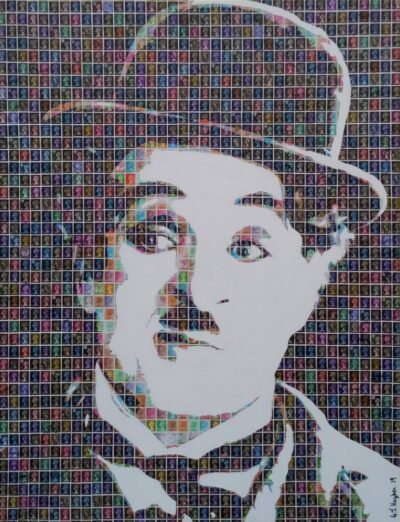 Original Celebrity Collage by Gary Hogben | Pop Art Art on Canvas | Chaplin