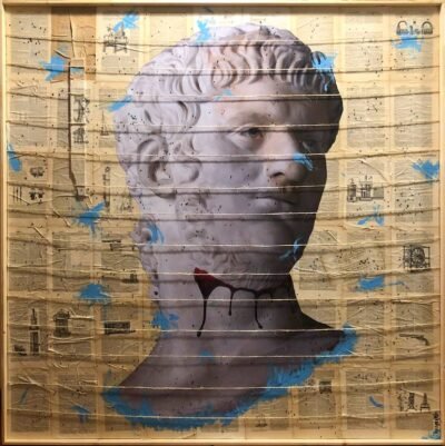 Original Politics Collage by Tommy Goodman | Pop Art Art on Paper | Nerone Claudio - Il Sangue (Blood)