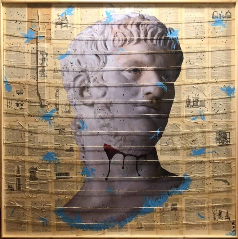 Original Politics Collage by Tommy Goodman | Pop Art Art on Paper | Nerone Claudio - Il Sangue (Blood)