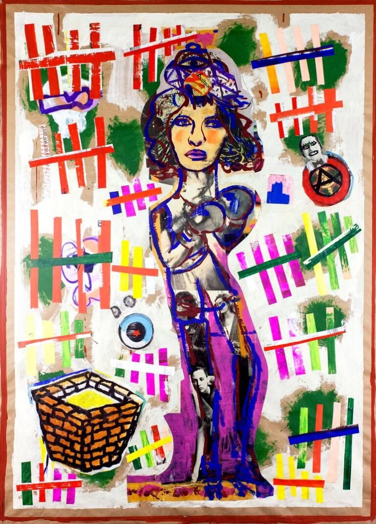 Original Women Collage by Ahmed Borai | Pop Art Art on Paper | Tally Marks XC Honey Punches