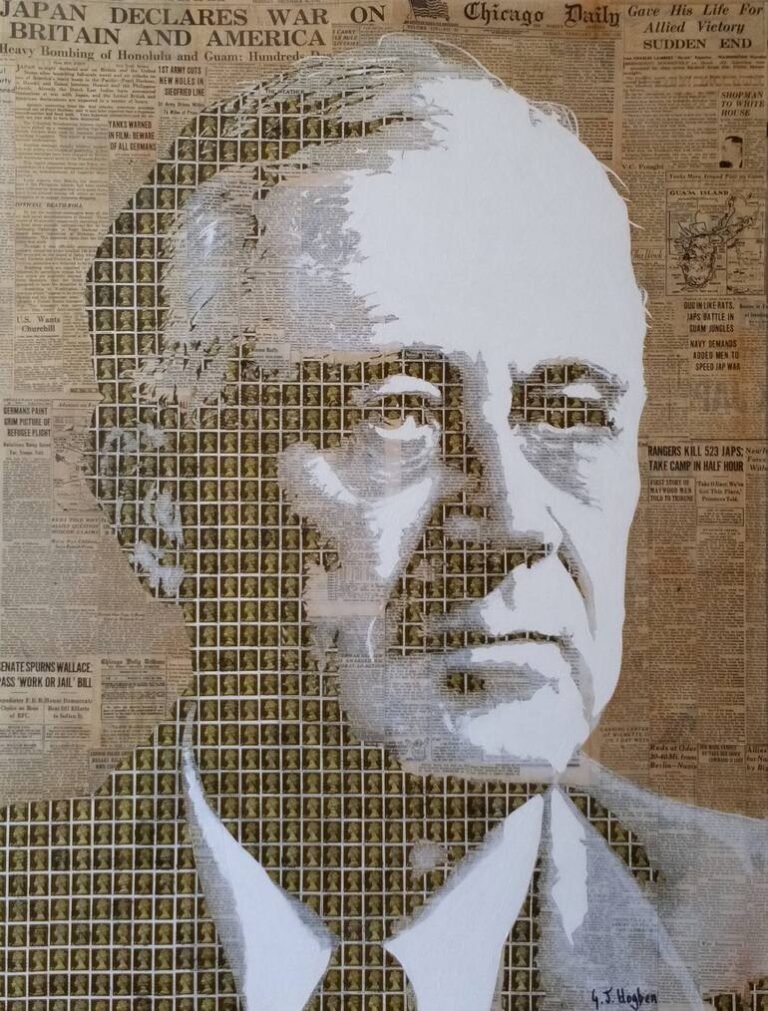 Original Political Collage by Gary Hogben | Pop Art Art on Canvas | FDR