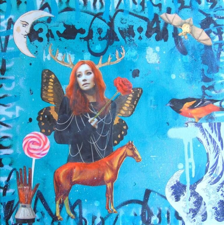 Original Music Collage by Lorette C Luzajic | Pop Art Art on Canvas | Night of the Hunters (Tori Amos)