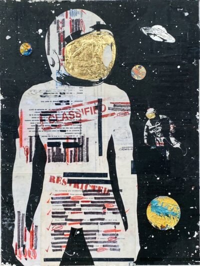 Original People Collage by Adam Collier Noel | Pop Art Art on Wood | Disclosure (Gnosis) - astronaut-space-ufo