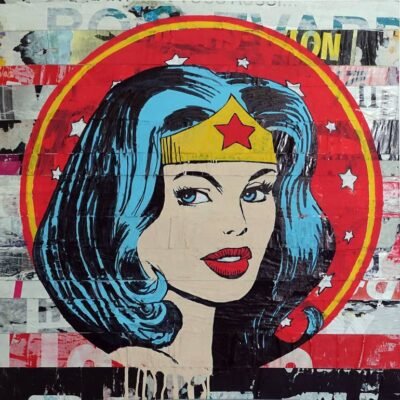 Original Comics Collage by Paslier Morgan | Pop Art Art on Canvas | WONDER WOMAN COLLAGE #2