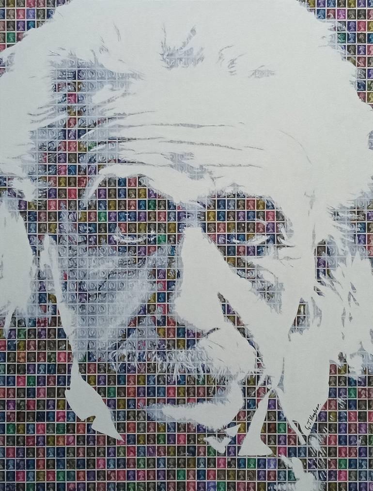 Original Celebrity Collage by Gary Hogben | Pop Art Art on Canvas | Einstein 0.3