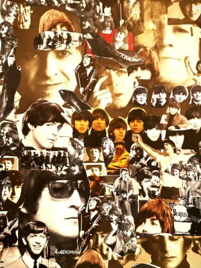 Original Celebrity Collage by Carl Schumann | Pop Art Art on Other | The Black and White Beatles