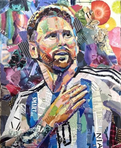 Original Celebrity Collage by Nia Snezhana Botenovskaya | Pop Art Art on Wood | Messi. The best 10.