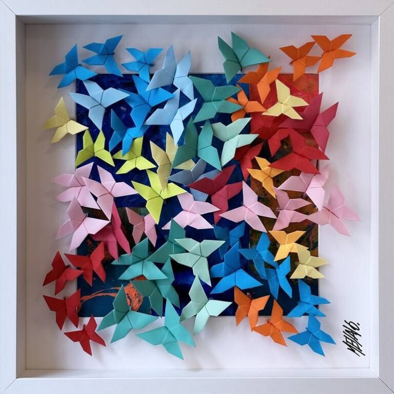 Original Geometric Collage by Olivier Messas | Pop Art Art on Paper | Battements... "BEATS" (ORIGAMI 2023)